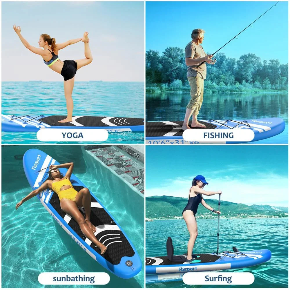 Control, Surfboard Ft Surf Accessories Paddle Bag, Thickening Non-Slip Up SUP w/Complete & Standing Boat Carry FBSPORT 11 Deck, Stand Inflatable Board