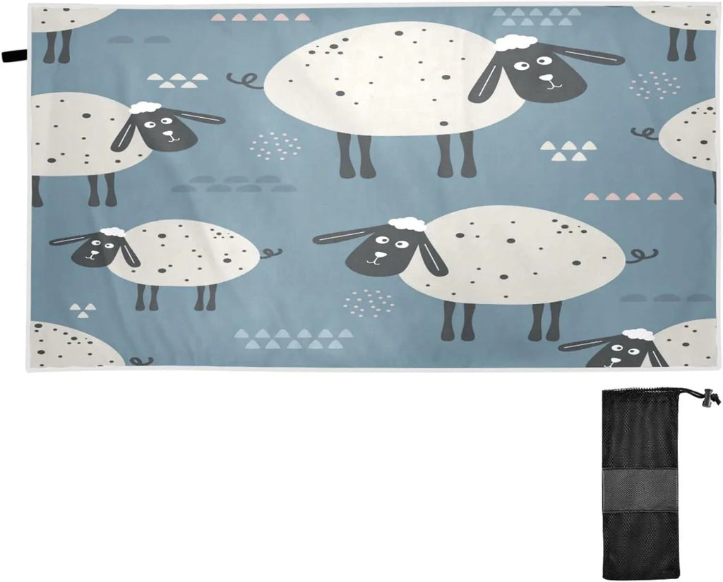 Bath Yoga Towel Microfiber Thin Pool Shower Swim Free 31”X71” Towel Cute Black Beach Towel Face Sand Blanket, Towel, Sheep Bestwell Oversized Quick Dry Multipurpose Lightweight