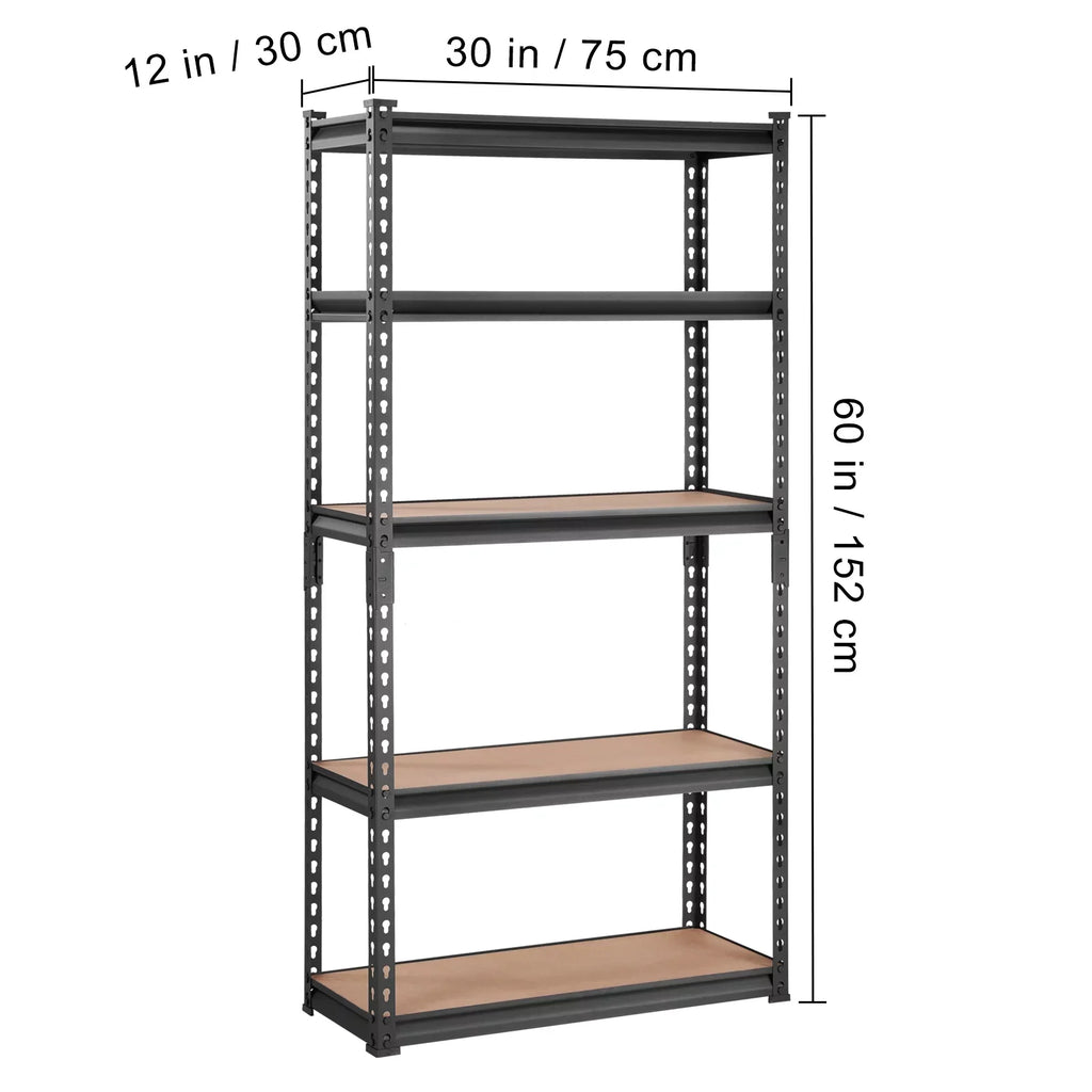 Steel 5 lbs 30"W x Heavy Shelving Storage x Load Adjustable Tier Unit, 12"D Duty 60"H BENTISM 2000 Garage Rack