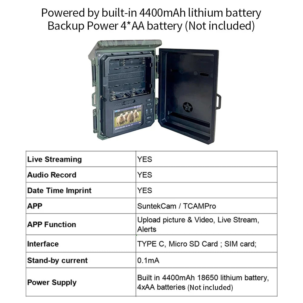 Support, Alert & Live 256GB Camcorder, Anself 30MP, HC Video Stream 2K Activated Waterproof Motion with 4G 600Pro, Stay Recording