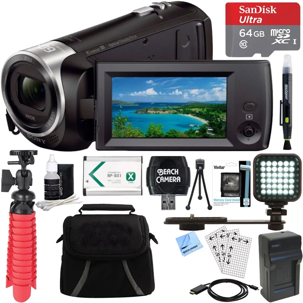 Sony MicroSDXC + HDR-CX405/B Camcorder 60p Ultra UHS-I Full + 64GB Card Pack + HD Bundle Accessory NP-BX1 Battery Memory