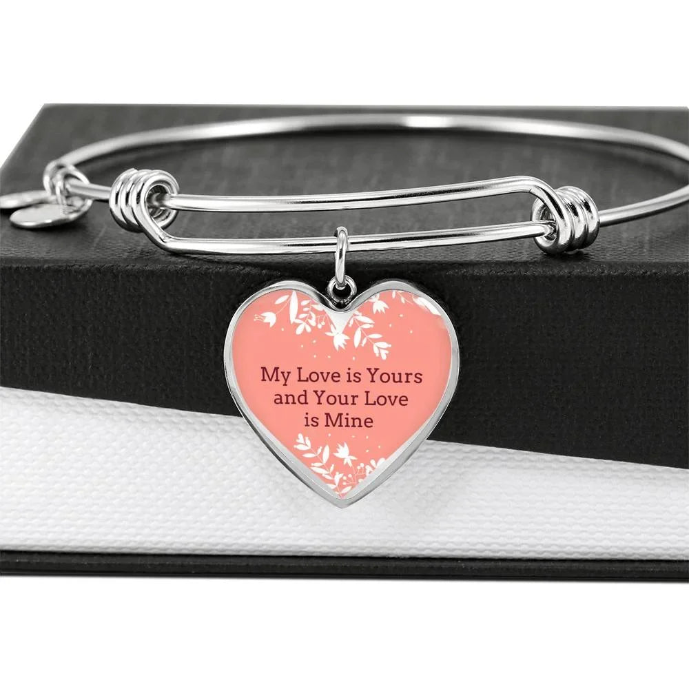 My or Pink is Bangle 18k Steel Gold Heart 18-22" Yours Love Stainless