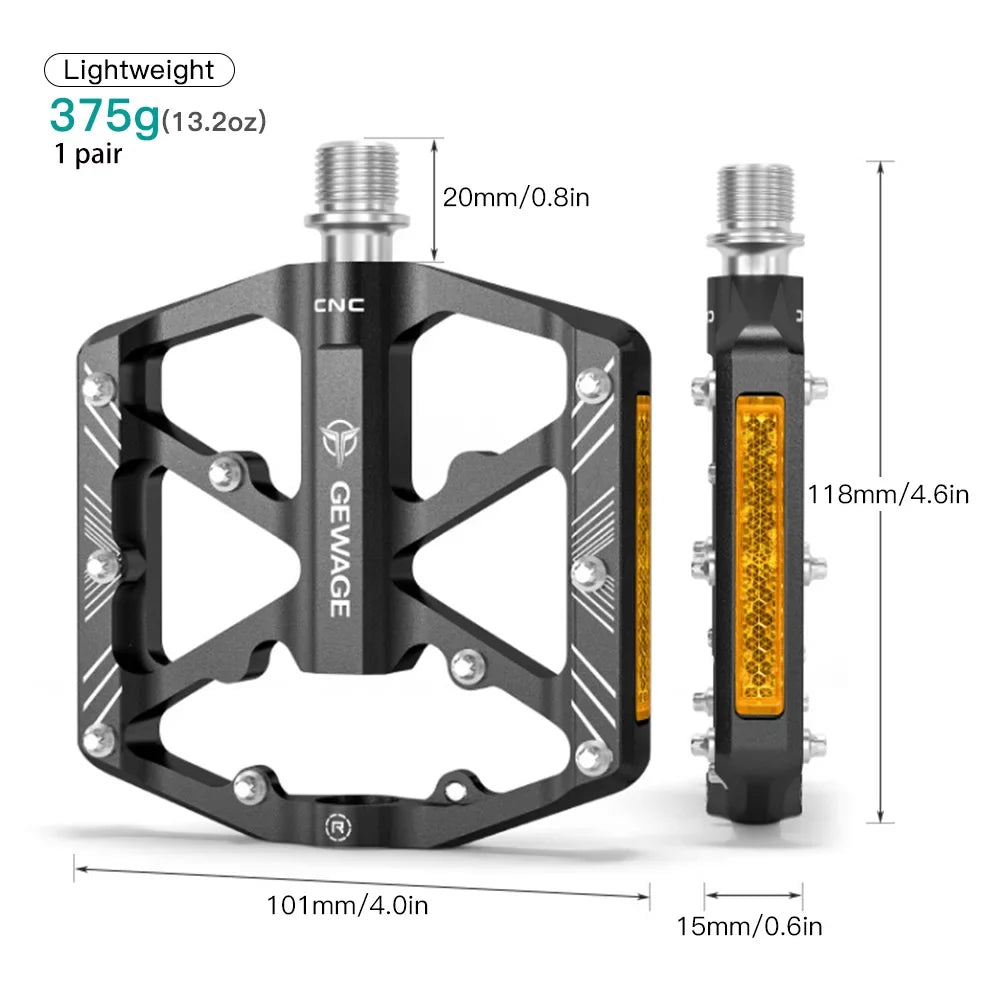 Reflectors with Bike Mountain Platform Bike Pedals Pedals Pedals Alloy Aluminum Pedals Cycling GEWAGE