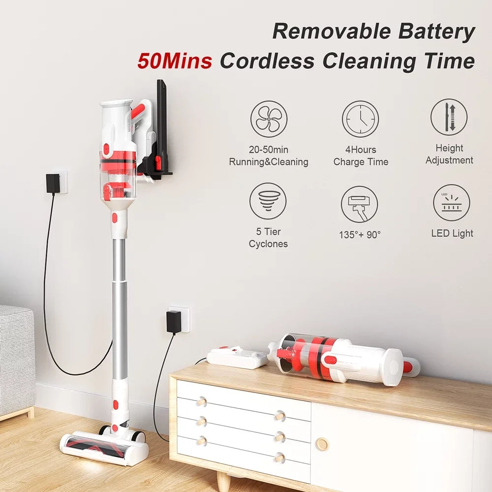 Floor Cleaner, Stick Runtime, 8 Hard Vacuum for Wnkim 50 Lightweight Power with Cordless Display, Pet Vacuum M10 Handheld Hair 28kPa LED Vacuum in to Suction Carpet 1 Smart Home, Up