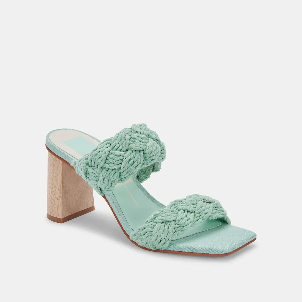 Play 11) Open Slip Mint On Sandals Rope (Mint Toe Dolce Block Dress Vita Squared Heeled Rope,