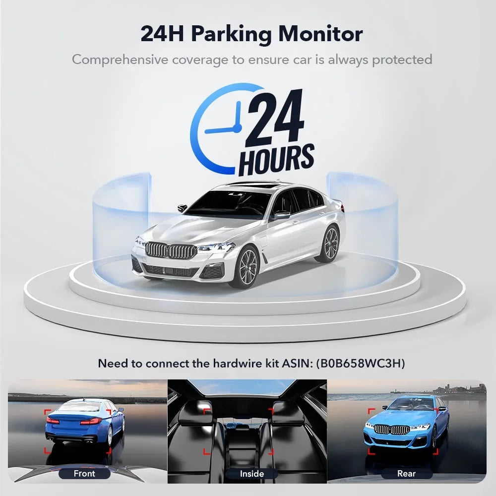 Rear REDTIGER with Camera IR and DashCam Channel, Front with Cam inch Screen GPS, Triple 3 3 Dash Camera 64GB WiFi IPS Vision, Car Card, Night 5G Way Dash with Vehicle Three Free