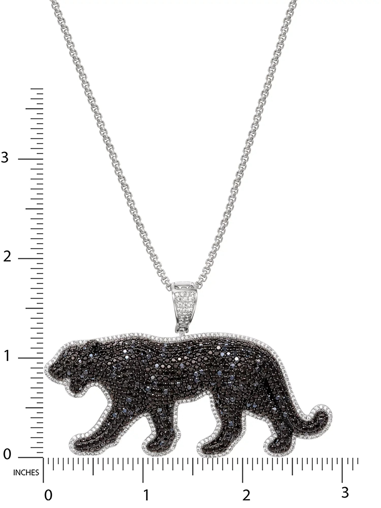 Pendant, Men's O'Neal Panther Silver Chain Shaquille Diamond Simulated 24" Sterling