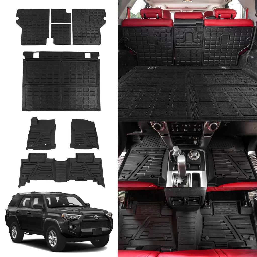 (Fit Seat Tray) Cover Mat Weather Toyota Accessories Mat Without 2022 Back 4 Floor Sliding 4Runner Cargo Runner Liner All Fit Protector Cargo Trunk 2013-2023 Mats