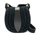 Vintage Bag, Lara Womens Leather Artisan - Suede Small Black Messenger Italian
