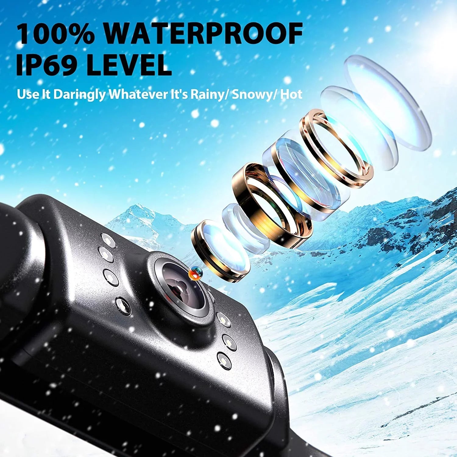 Minivan View Reverse Backup Rear with 5'' Car Camera Car Vision A5i Monitor eRapta Night Trailer Waterproof Backup Truck for IP69 Camera Plate License