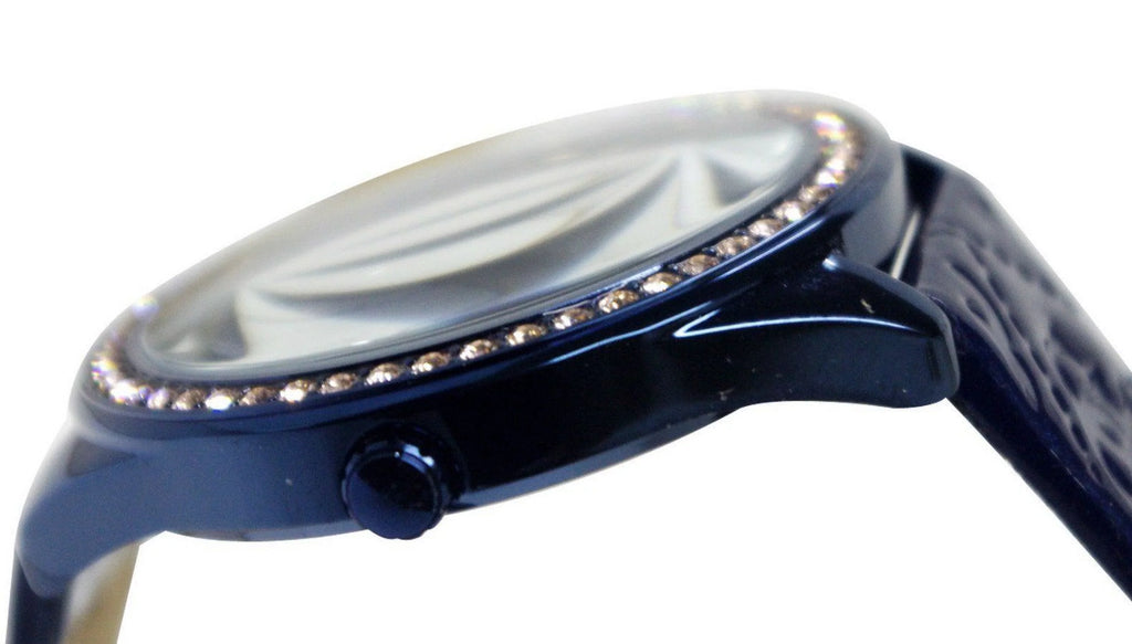 U0473L1 Gold-Tone with Women's Iconic Rose & Logo GUESS Blue Blue Watch Embos