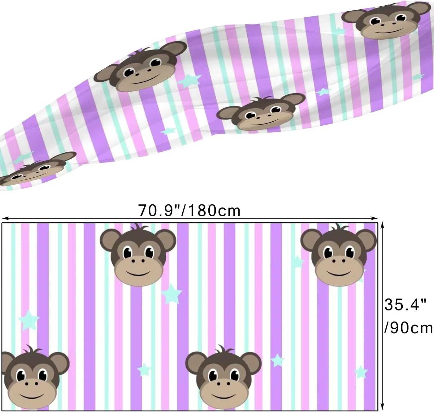 Neck Stripe Women Hyjoy Wrap Girls Faces Scarf On Long Lightweight Shawl Silk for Scarves Monkey