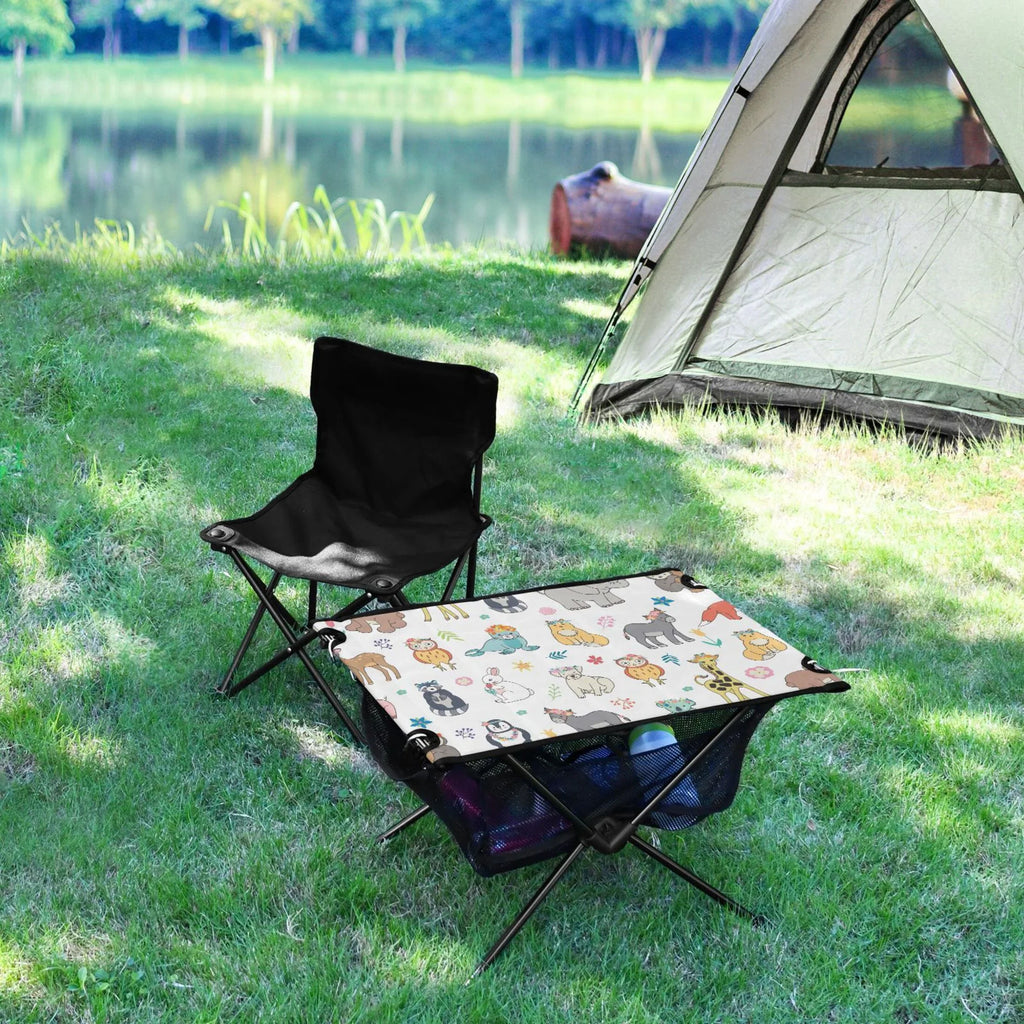 Outdoor Elephant Beach BBQ Giraffe Table Table Folding for Table Compact Fishing Portable Camping Storage Cartoon with Bag Bear Travel Fox Picnic