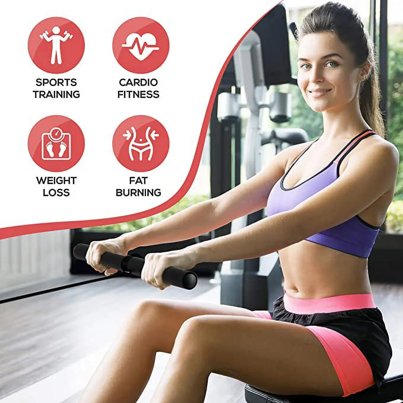 Machine Selectable Gym, and SereneLife Rowing (8) Resistance Machine for Machine Air Magnetic Rowing (Black) Exercise Rowing Levels