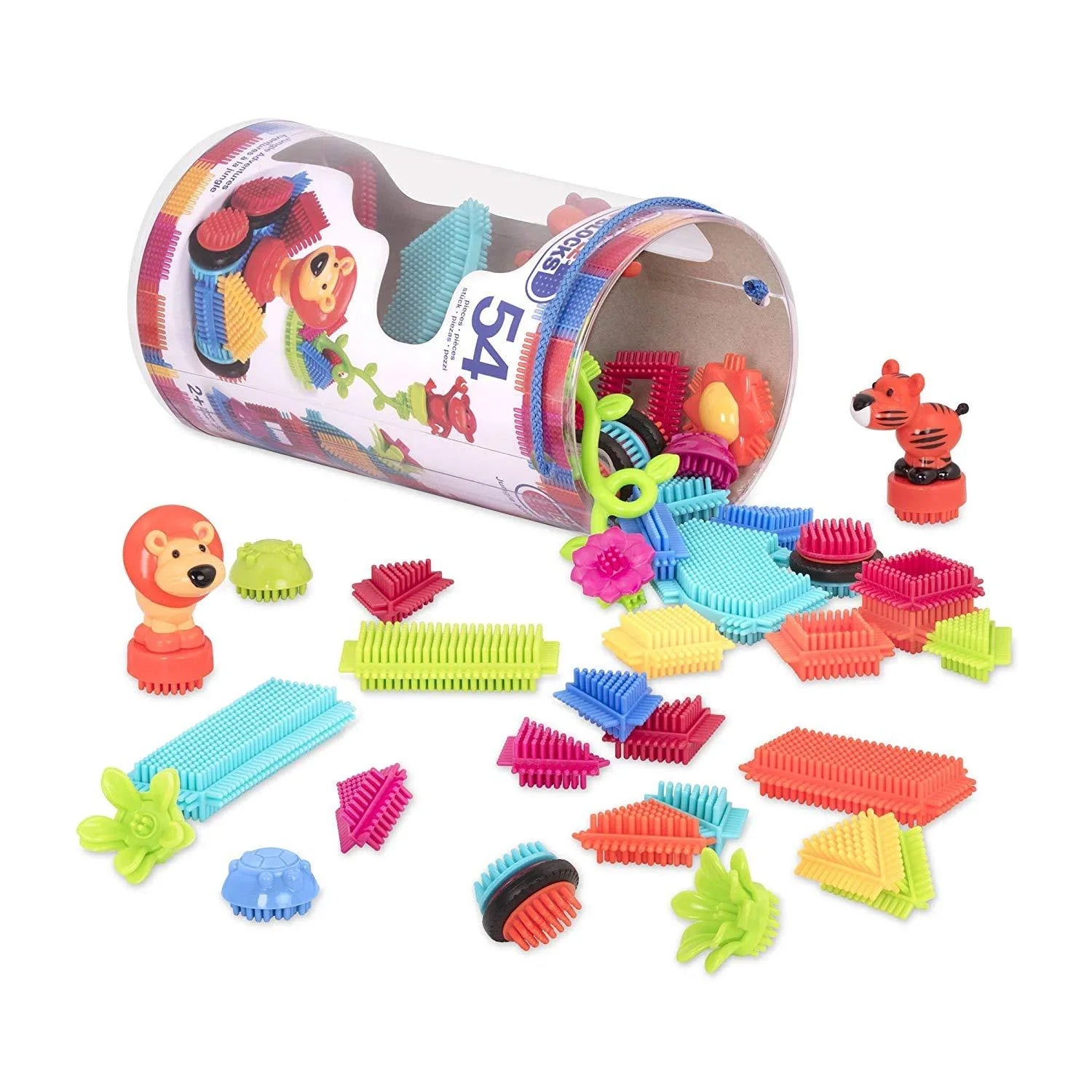 Toys 54Piece Creativity Blocks A Blocks Toy - Sensory Toys The - & Kids Battat In Yr Tube Jungle - 3D 2 Adventures STEM Blocks - by for Bristle - Dexterity for Building Bristle Official