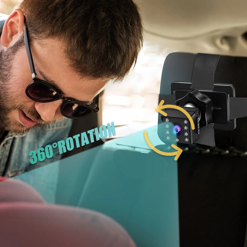 Safety Mirror Cameras Length Car Cable Monitored Mirrors 5M Adjustable with Inch Car Clear Mirror View Crystal Wide Car Seat Long 4.3 1080P Angle