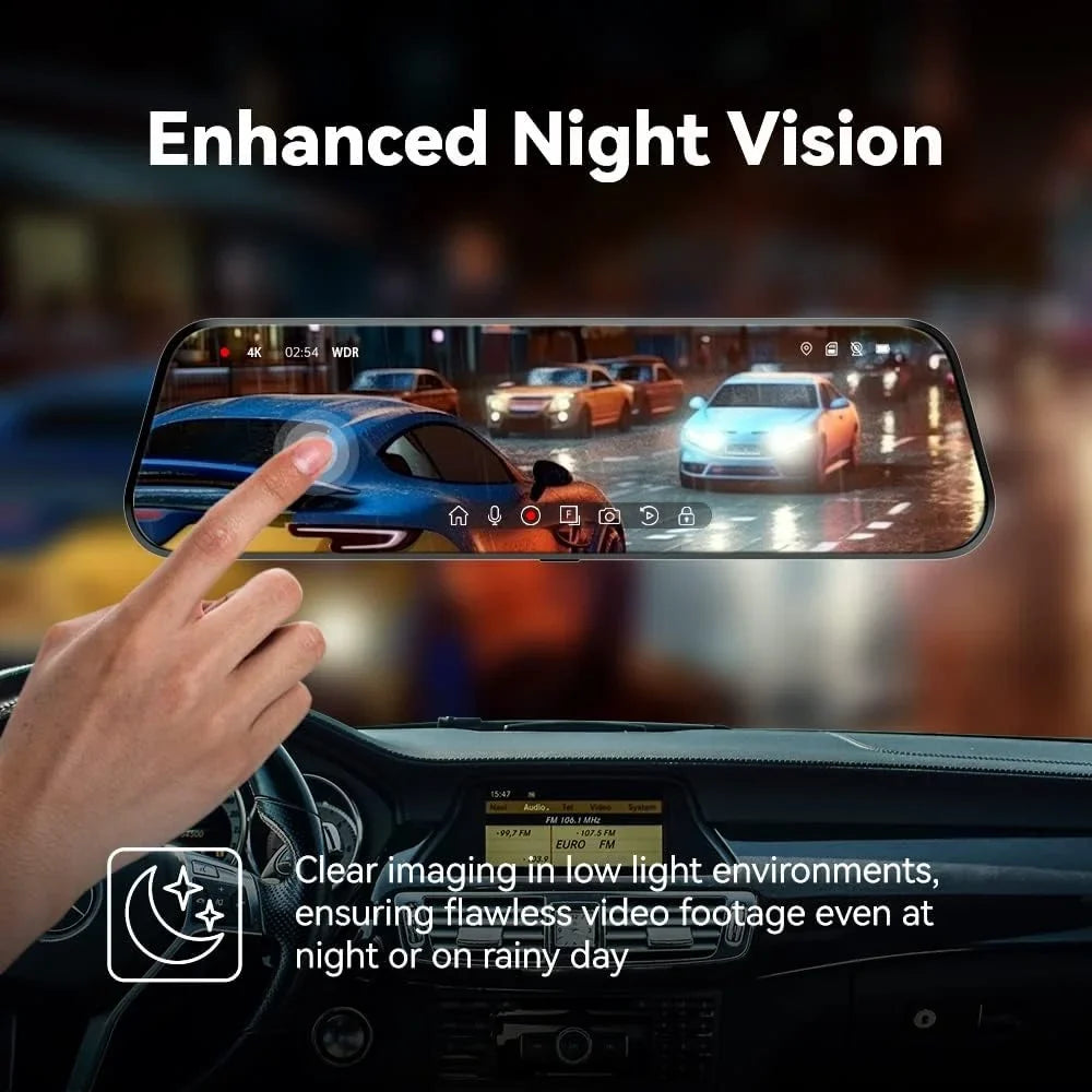 10" Front Mirror 32GB Mirror P10 Voice Cameras Dash Pelsee View Monitoring,Free and Card Cam, Rear, w/ADAS Control,Parking Driving Smart Dash Pro and Rear Assistant Memory Vision Camera BSD, Night 4K