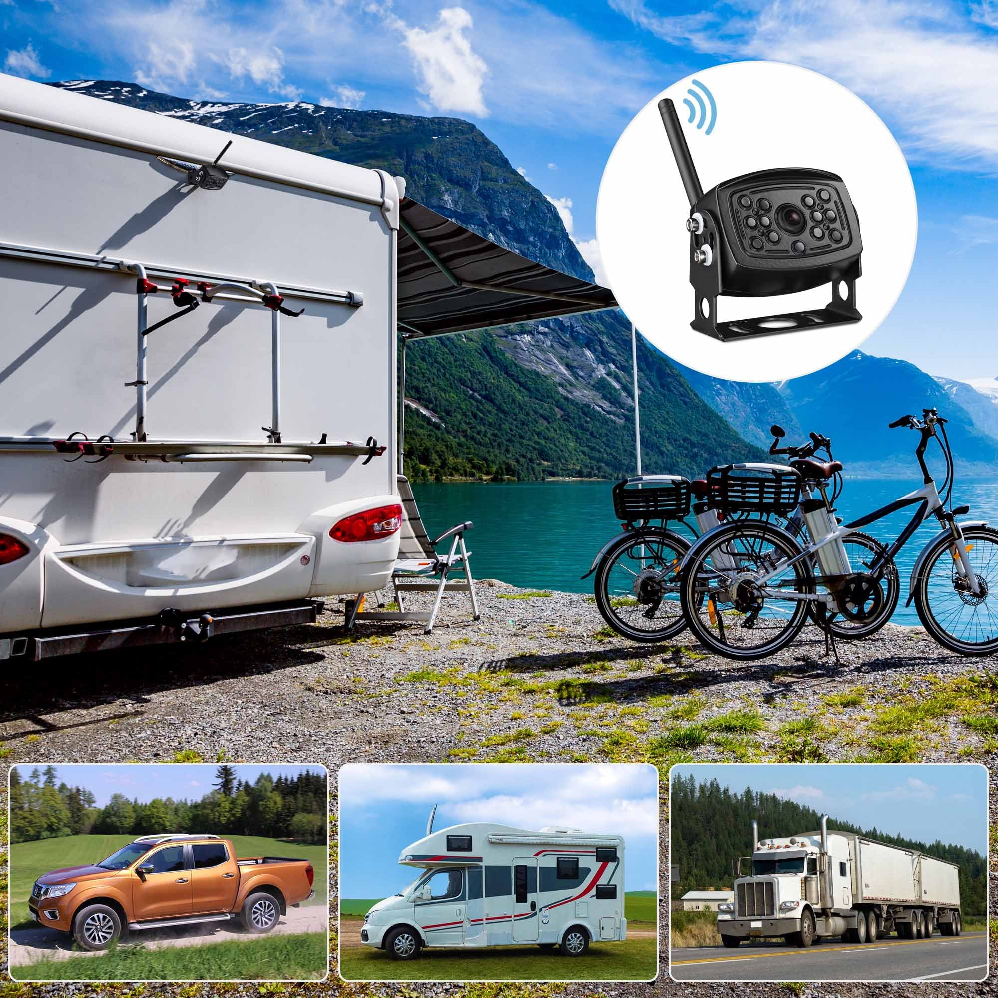 View Camper Backup Angle Wireless Truck Rear Signal iPhone Compatible Trailer WiFi Android RV Wide Yescom Digital Camera for with Waterproof