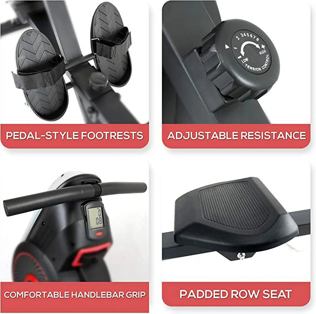 Machine Selectable Gym, and SereneLife Rowing (8) Resistance Machine for Machine Air Magnetic Rowing (Black) Exercise Rowing Levels