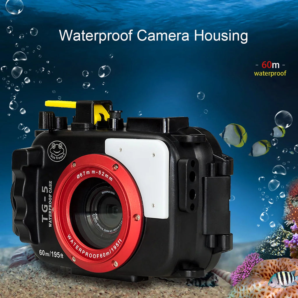 for Shell 60m/195ft Replacement Olympus Diving Case TG-5 Sea Protective frogs Housing Camera Underwater Waterproof Camera