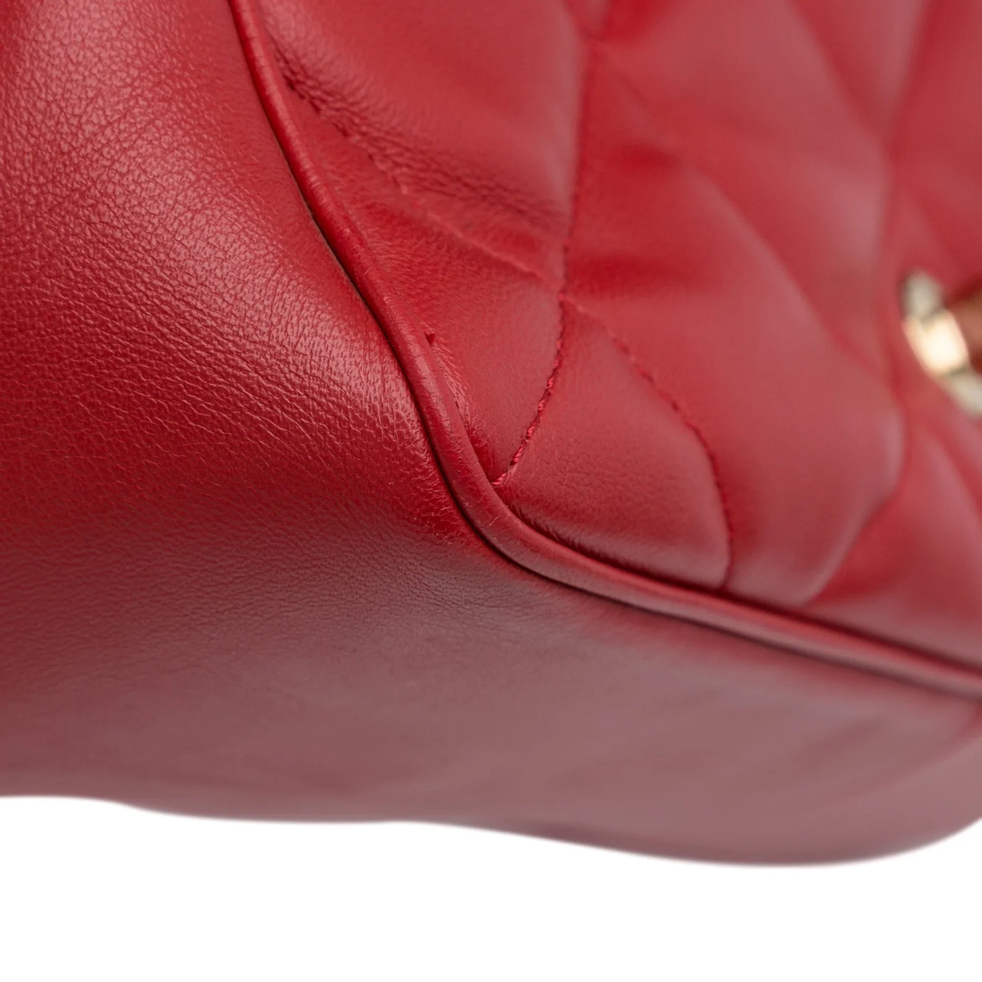 Bag Satchel Unisex Easy Pre-Owned Lambskin Carry (Good) Flap Authenticated Small Leather Chanel Red