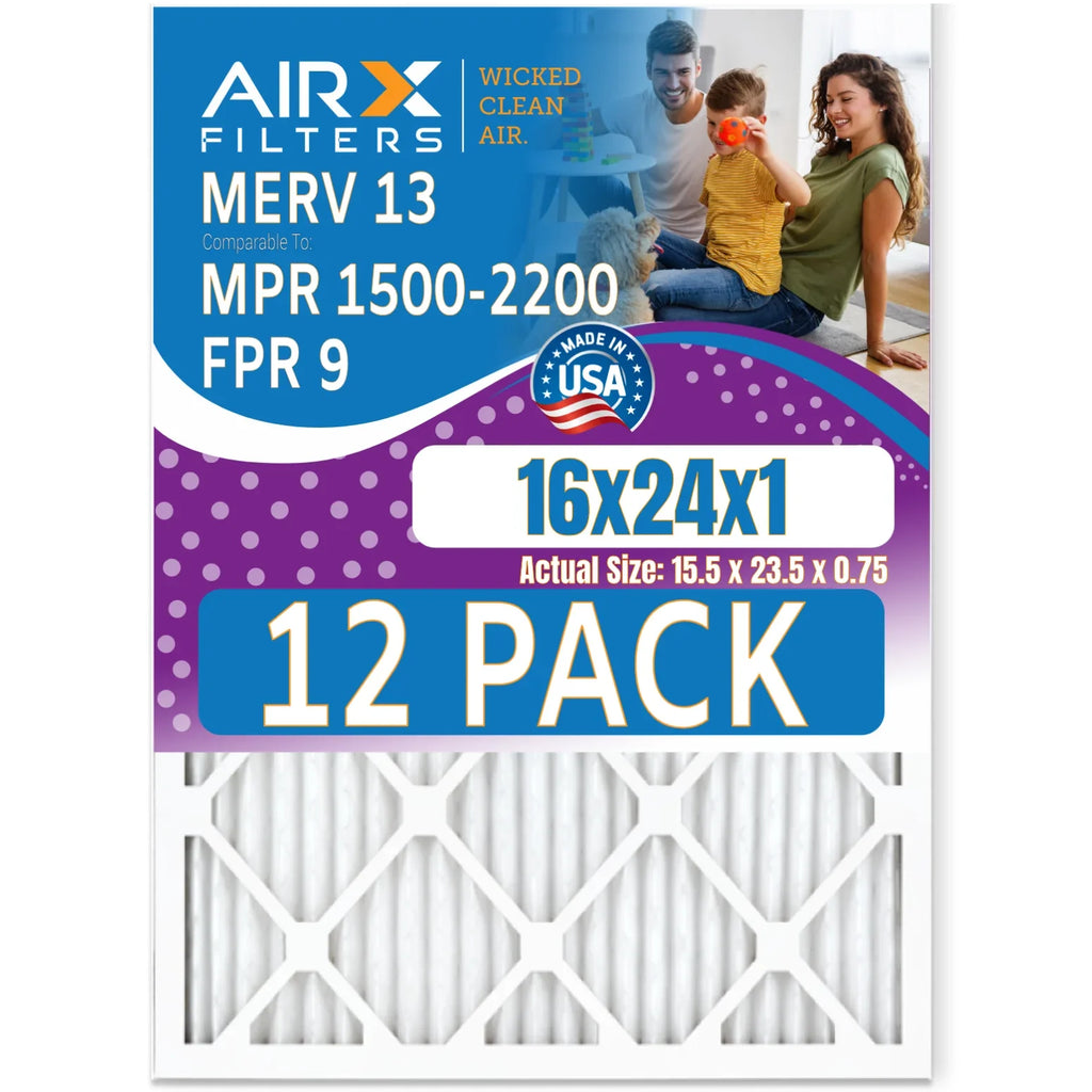 CLEAN FILTERS Comparable in AIRX Furnace Made 12 16x24x1 13 2200 9 to Filters AIR. Rating, - Filter by FPR of WICKED MERV Air 1500 USA & - MPR Pack