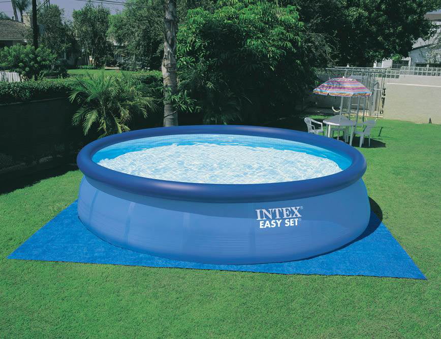 Ground & Frame Inflatable x Cover 18ft Pump Metal Round Pool with Ladder, Intex Above 48in