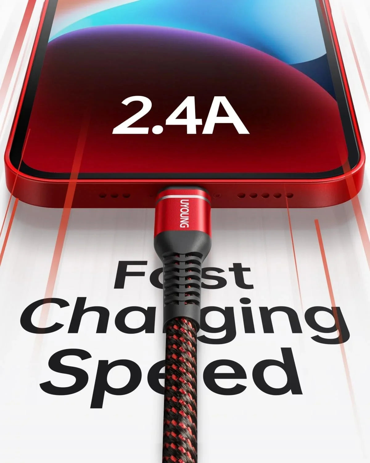 Pro/Mini/Air(Red) iPad Fast Unbreakable USB Nylon Braided Charger 3Pack ft Cord Max/8/7/6/5S/SE, Foot 10 Cord iPhone Long 10 Charging 11/X/XS/XR/XS iPhone iPhone Red with Compatible Charger