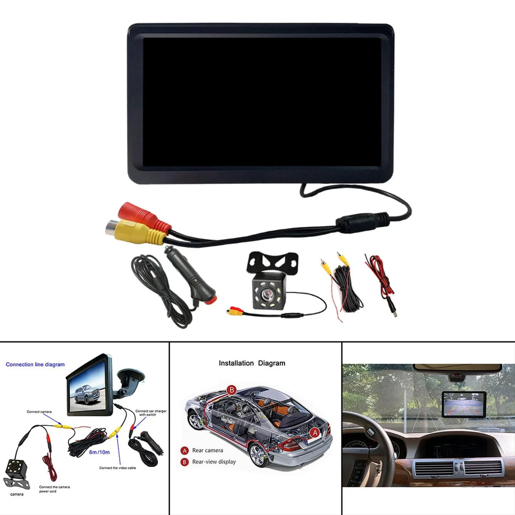 Monitor LED Parking Cable 7" SUV Installation Assist LCD Screen 8 Easy Park Camera Car Waterproof Vehicle Rearview Car System 10M Video