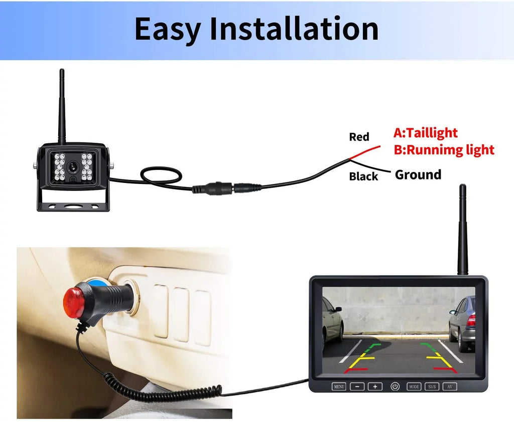 Truck RV Split Camera Touch Waterproof 2 HD Monitor, Dual/Quad DVR ZEROXCLUB 7-inch Backup Side Camera 5th View View for System Wheel,BW702 1080P Rear with Trailer Wireless Wireless IP69