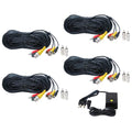 Wire Security Surveillance Power Audio Camera 4x BNC 12V Cable RCA Power 4CH Video Connector CCTV b4k VideoSecu Camera with for 50ft Cord DC