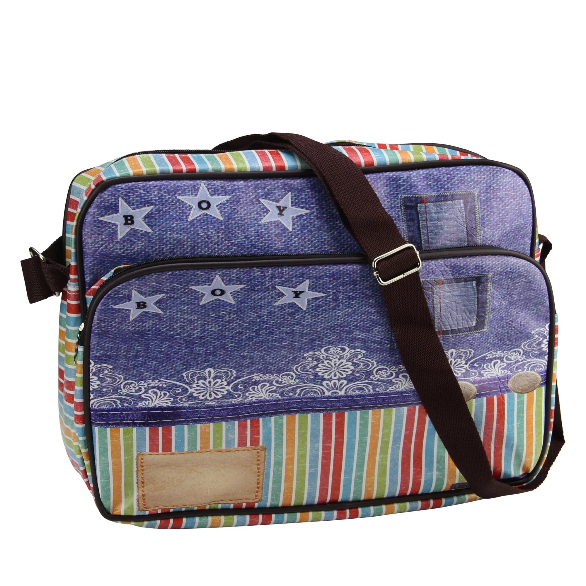 Jean Design with Decorative Bag/Purse Stripes Crossbody Strap 15" and