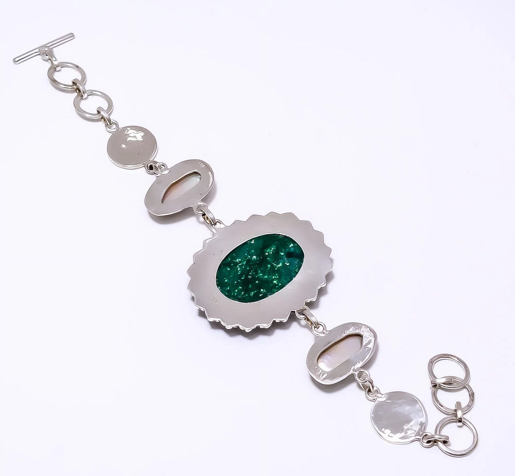 '- Jewelry Bracelet 925 Gift, Gift, Green India 7-8.99" For Day 8.99" Silver Valentine's B2, Woman Birthday Plated Beautiful Handmade Aventurine