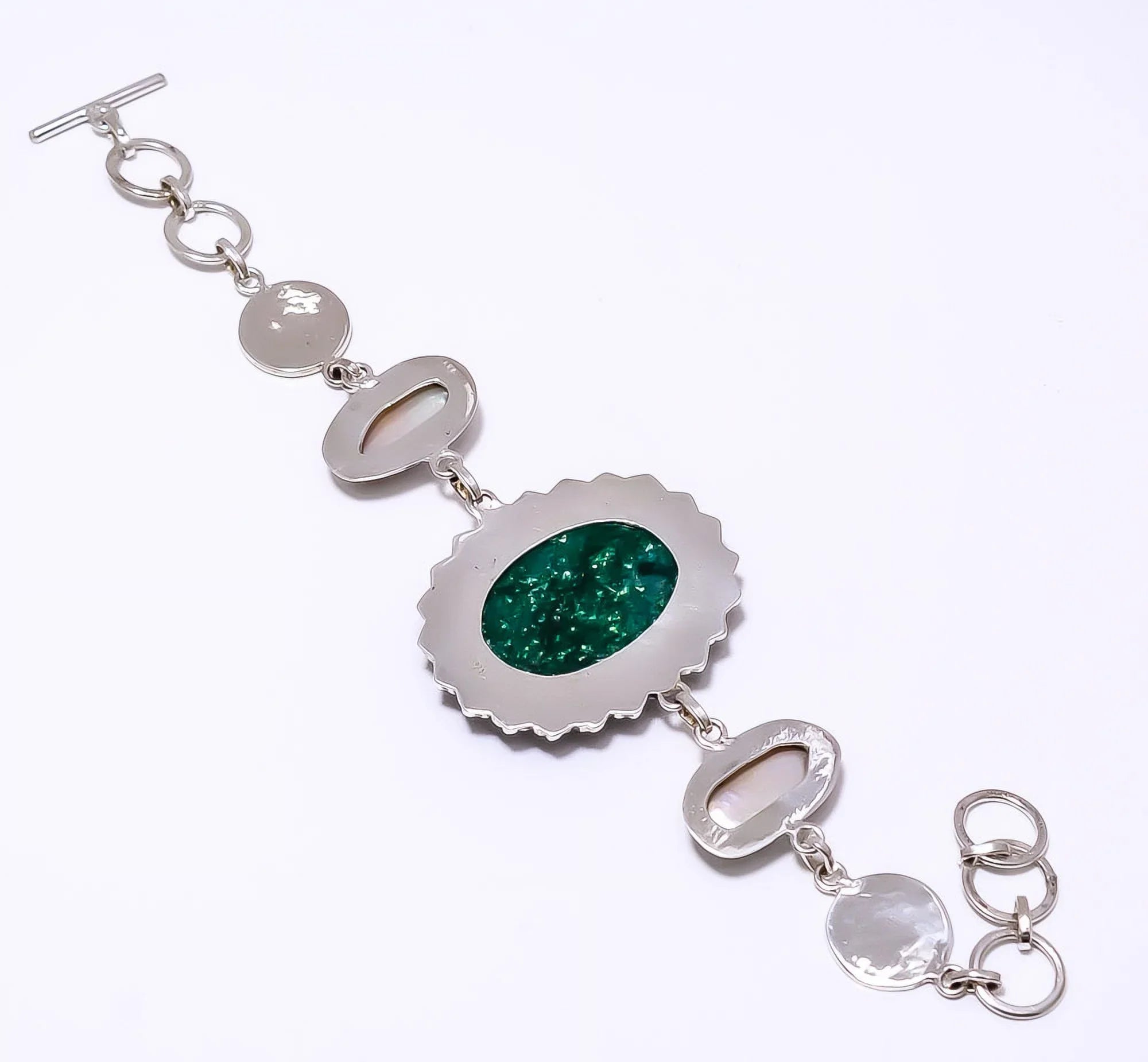 '- Jewelry Bracelet 925 Gift, Gift, Green India 7-8.99" For Day 8.99" Silver Valentine's B2, Woman Birthday Plated Beautiful Handmade Aventurine