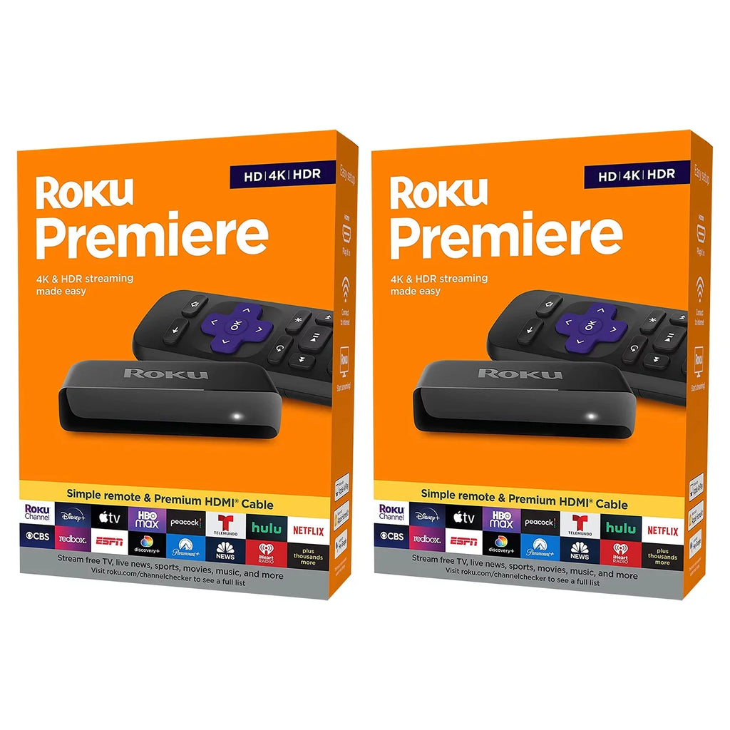 HD Roku Simple Premium Pack HDMI 2 Premiere Media HDR 4K and Player, Streaming Cable Remote