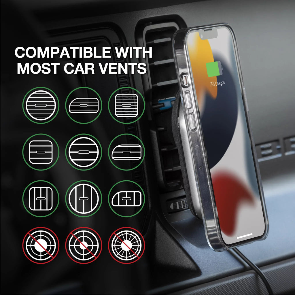 Wireless Magnetic Compatible MPQ5DV-SP1 Charging Mount Dash/Vent W/ iPhone, MagSafe Scosche Galaxy