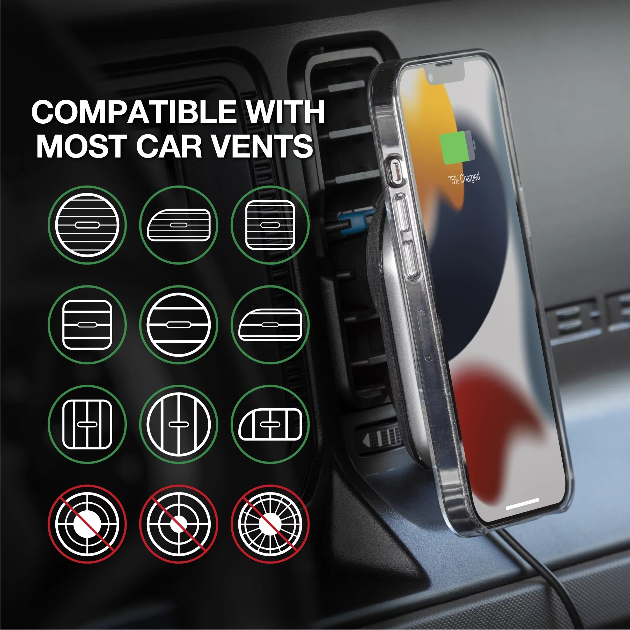 Wireless Magnetic Compatible MPQ5DV-SP1 Charging Mount Dash/Vent W/ iPhone, MagSafe Scosche Galaxy