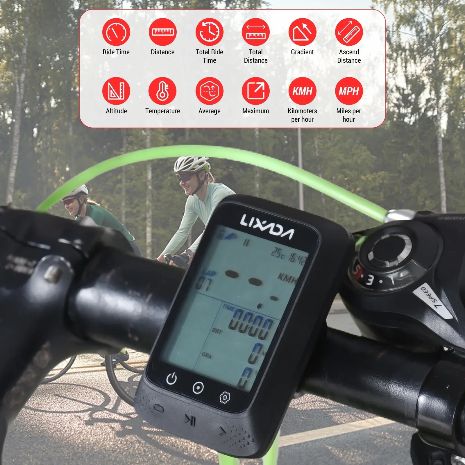 and Support with BT APP 2.3in Sensor Wireless ANT+ Computer Connectivity, Waterproof Altitude Gradient, GPS Aibecy Strava Bike