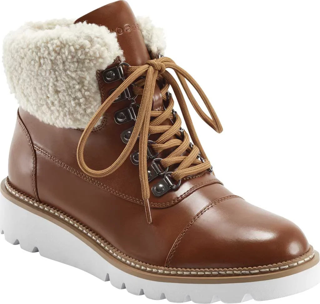 Alden Shearling Leather/Faux Aerosoles Bootie 11 Tan Faux Wedge M Hiker Women's