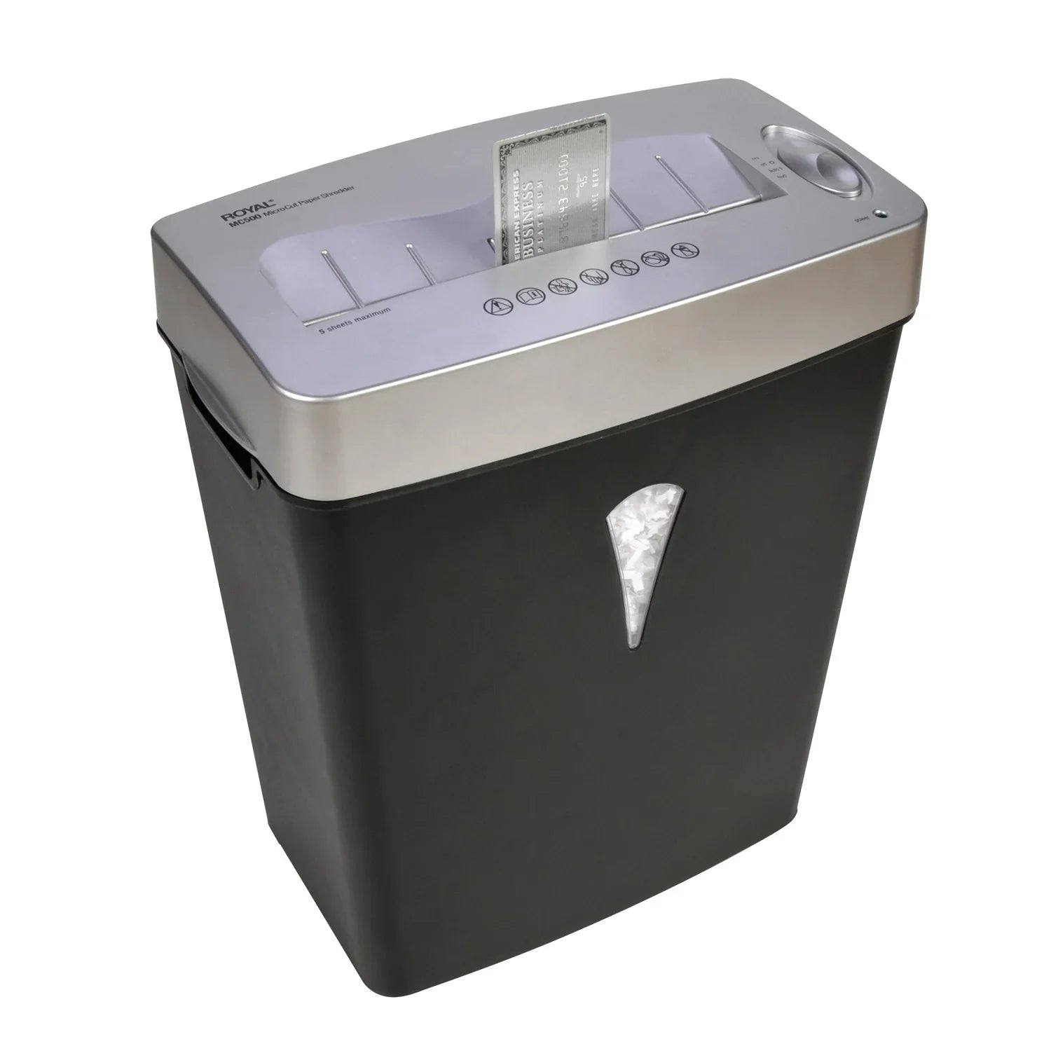 Silver 0.157" gal for Credit - Card 0.394" 4 Capacity 5 Shredder Cut Shred Paper - shredding Per - Wastebin x MC500 Micro Paper, Black, - Pass - - Size Royal