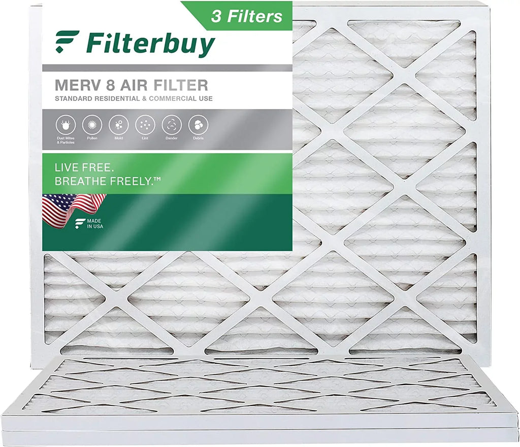 Air Furnace HVAC AC Filters 24x25x1 MERV Pleated (3-Pack) Filterbuy 8