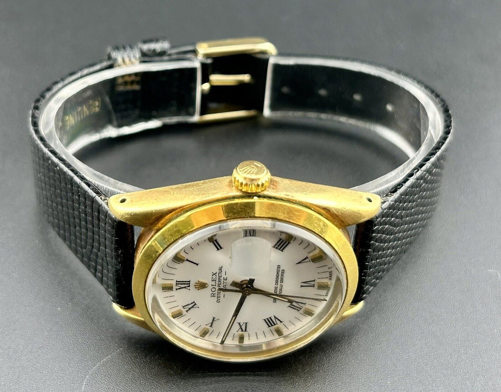 White Gold Dial Vintage Men's Watch Shell Perpetual 15505 Date 34mm Rolex Oyster