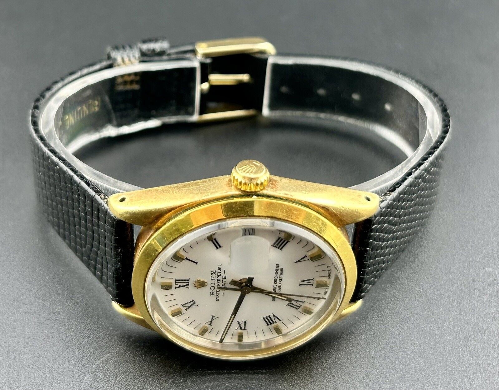 White Gold Dial Vintage Men's Watch Shell Perpetual 15505 Date 34mm Rolex Oyster
