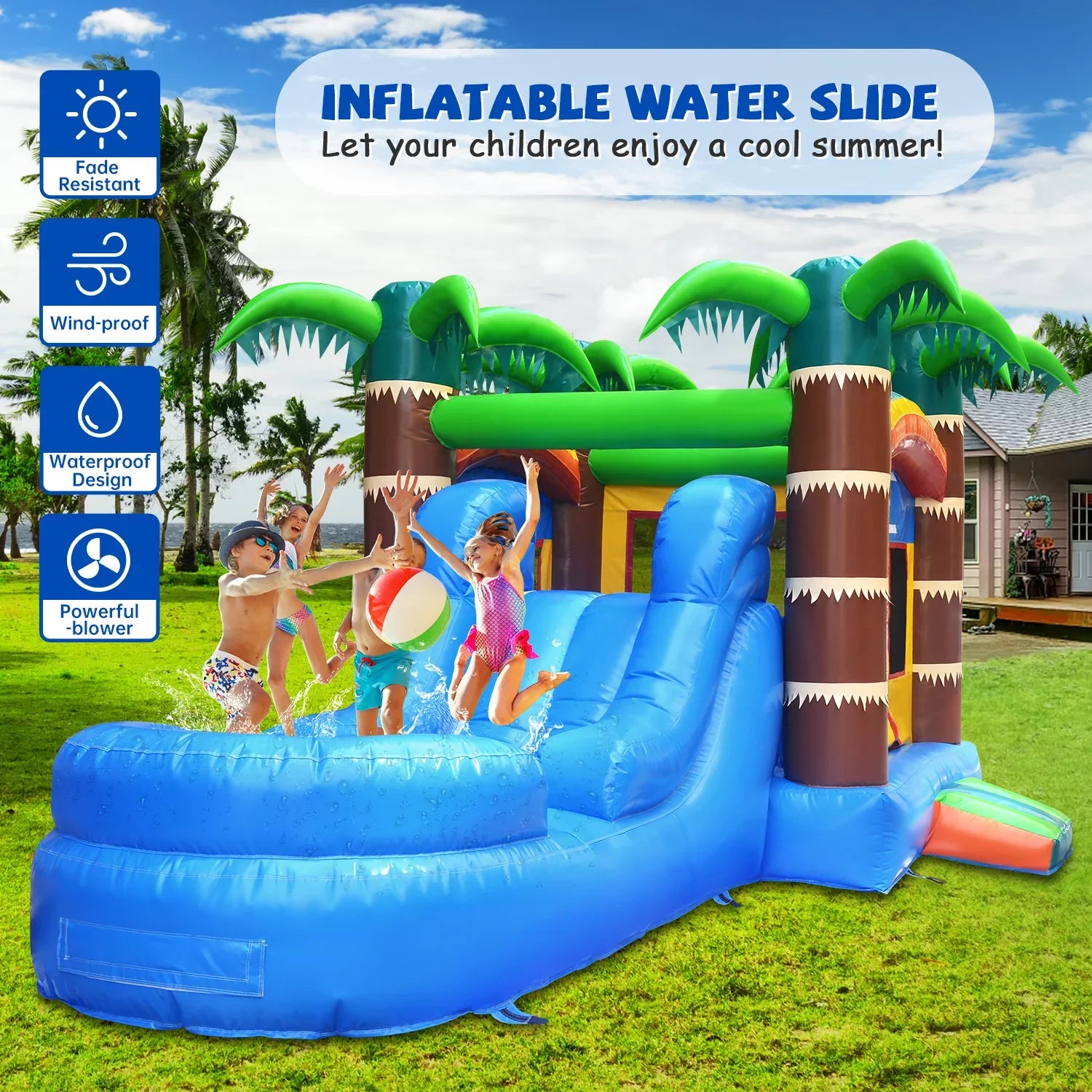 Inflatable Slide Air with Bounce 12 Inflatable GOOSH House and with x Commercial Bouncy for ft Water Bounce Fun, Fun Outdoor House Area Slide Blower, Backyard Water Water Slide House ft Bounce 22