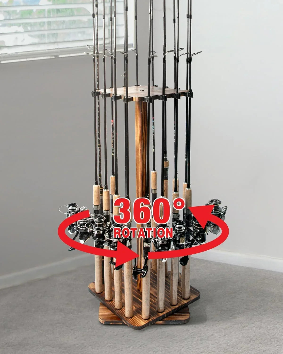 Rod Rods Fishing Men Rotating Garage Fishing Pole Holders Gifts Degree Holds up Wood Ghosthorn 16 for , for to 360