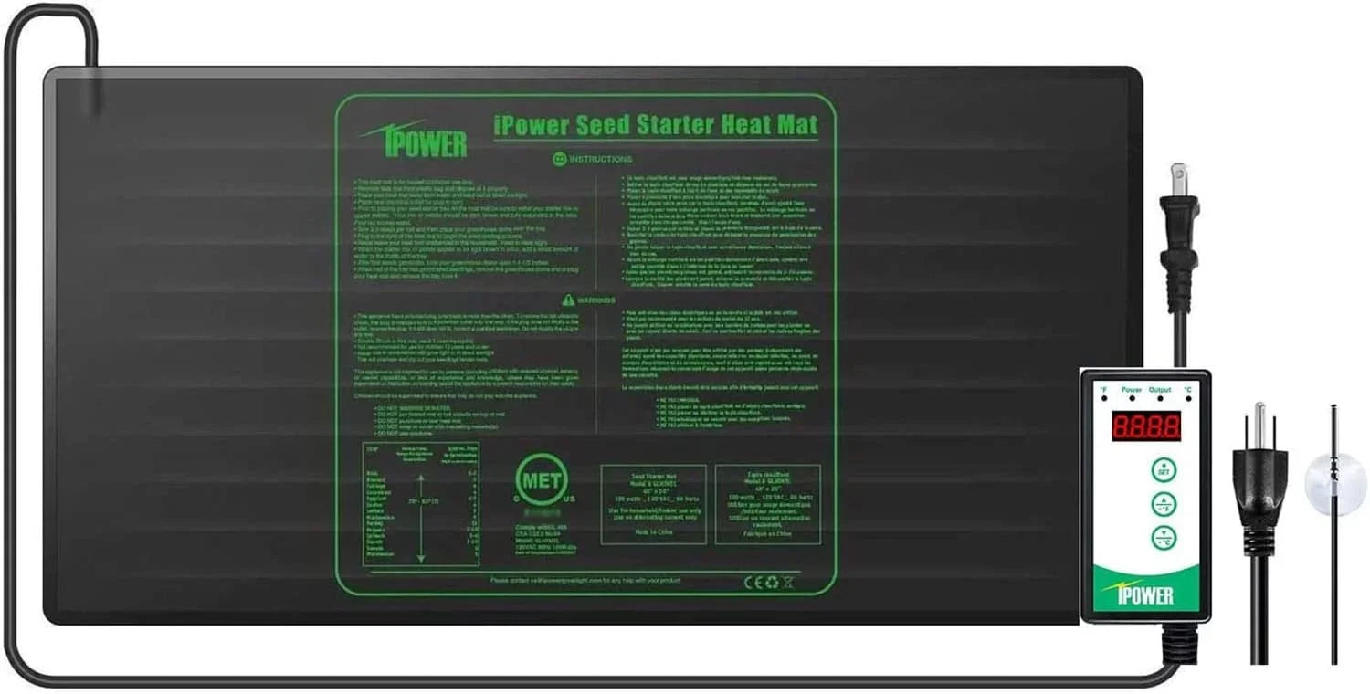 Pad, Controller Plant Fahrenheit Combo 40-108 Hydroponic Heat Thermostat Starting Warm Mat Kit Digital Seeding iPower Degrees and