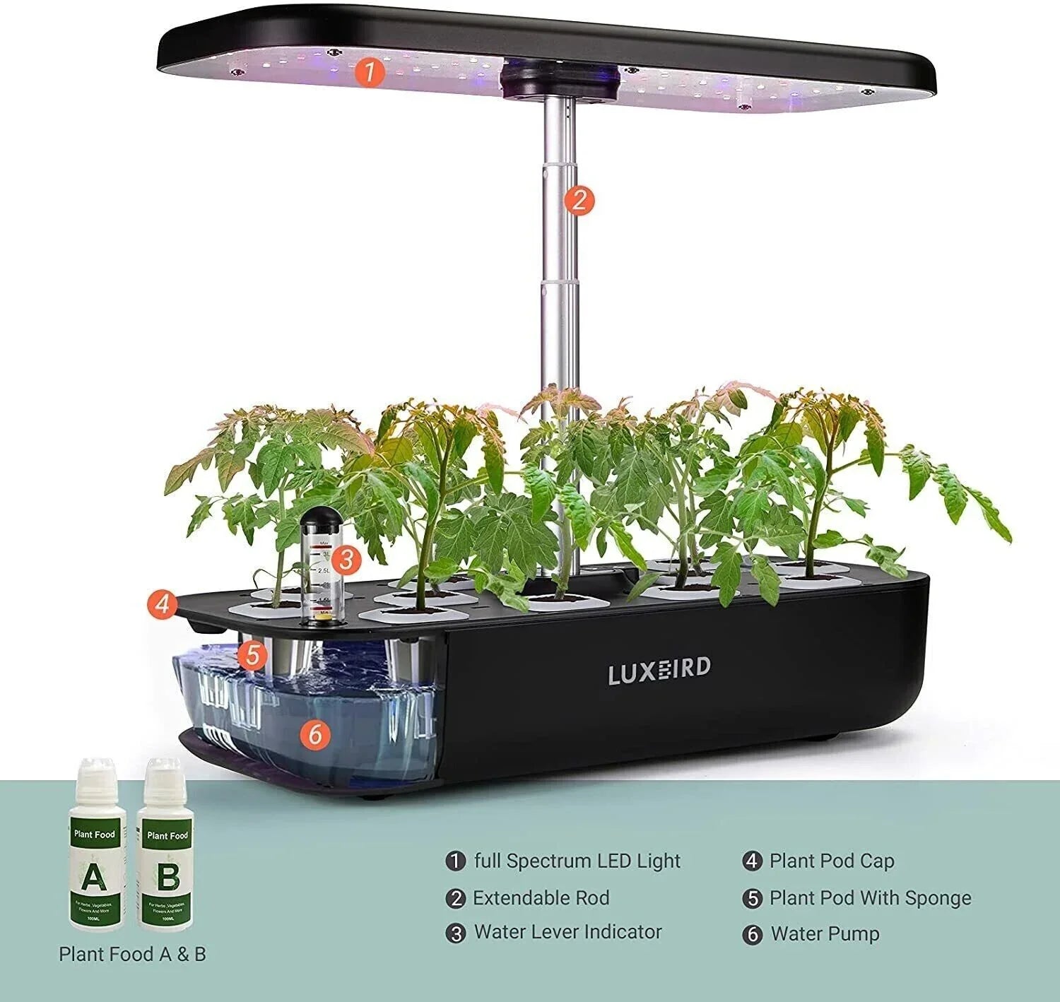 System Hydroponics Kit Germination Grow Indoor Time Garden Growing Light 36W LED