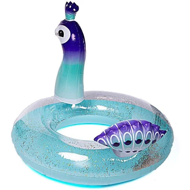 for Fast Peacock Beach Swim Toys Lounge Inch Fun Water 48 Kids Party Raft Designed Valves Game | Float Decorative Glitter Floaties Inflatable with Malai Pool