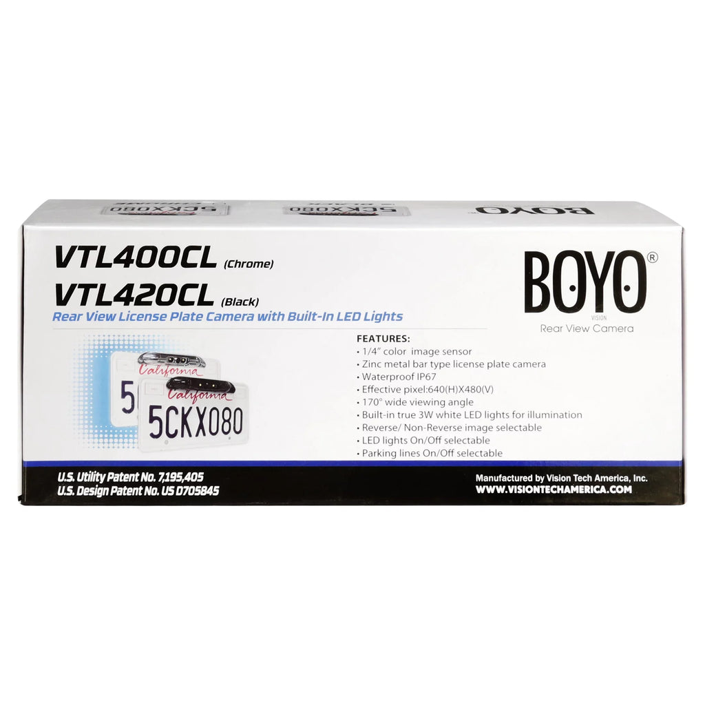 '- Bar-Type Plate LED (Black) BOYO Camera and Parking with License Backup Lines Lights VTL420CL