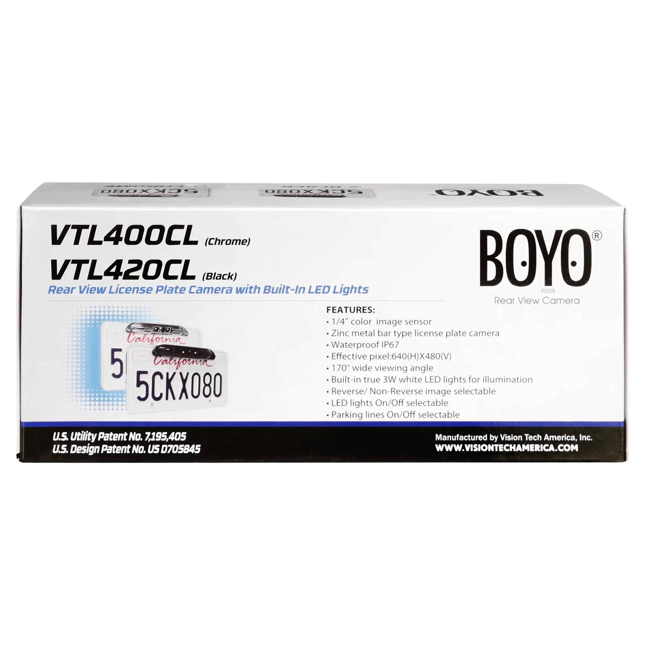 '- Bar-Type Plate LED (Black) BOYO Camera and Parking with License Backup Lines Lights VTL420CL